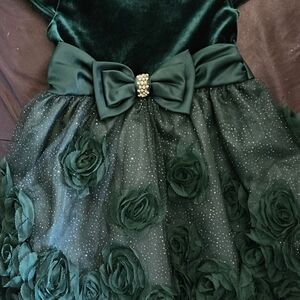 3T Toddler Girls' Hunter Green Rare Editions Velvet Bodice Soutache Party Dress